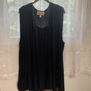 Anthony Originals Chic Black Open Front Vest